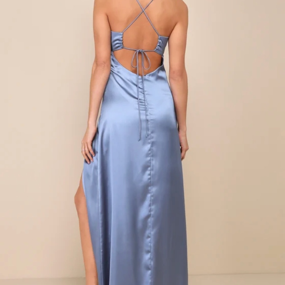 Satin Pleated Backless Mini Dress - Picture 2 of 3